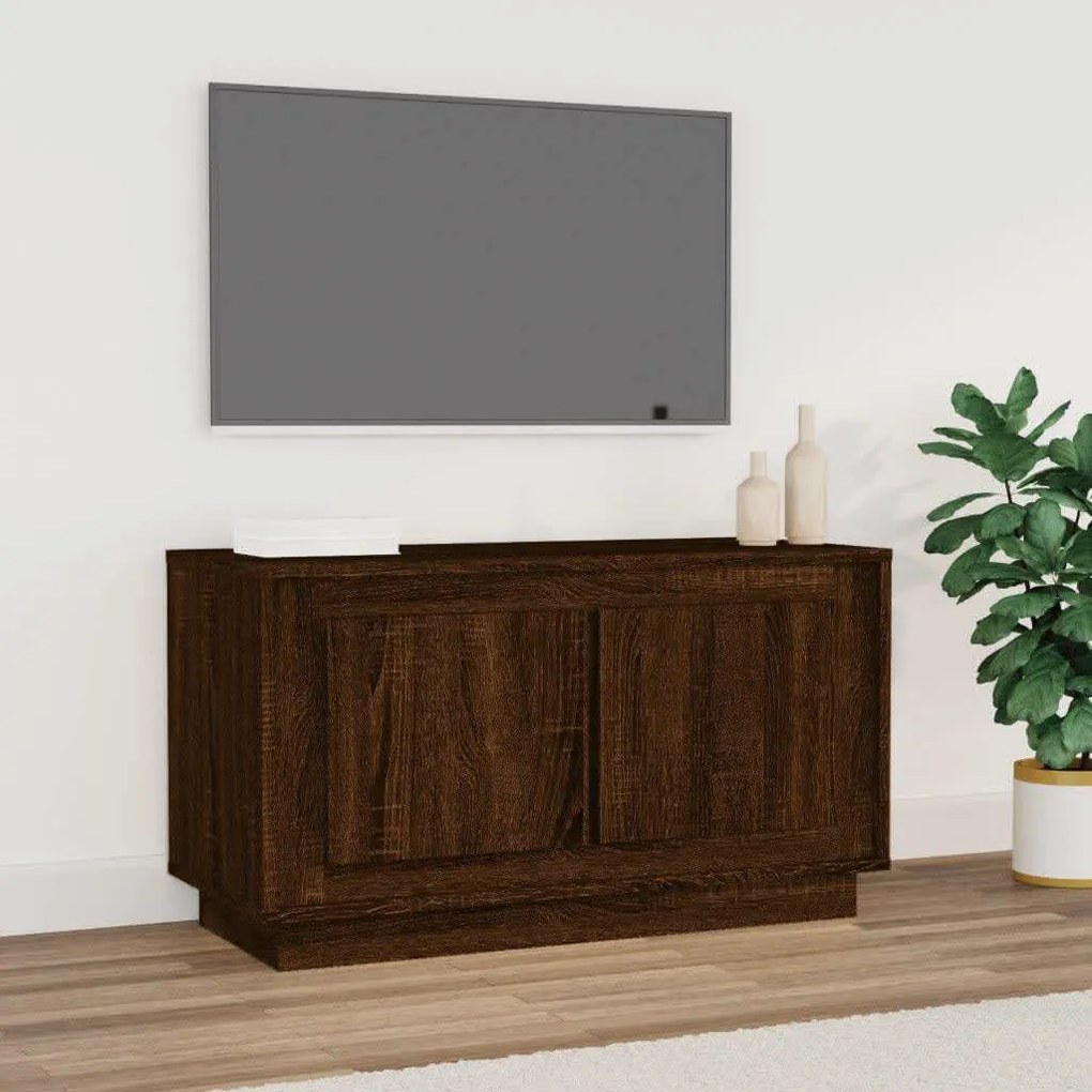 Mobile porta tv rovere marrone 80x35x45 cm in legno multistrato