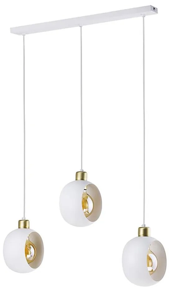 Lampadario a sospensione con filo CYKLOP 3xE27/60W/230V bianco