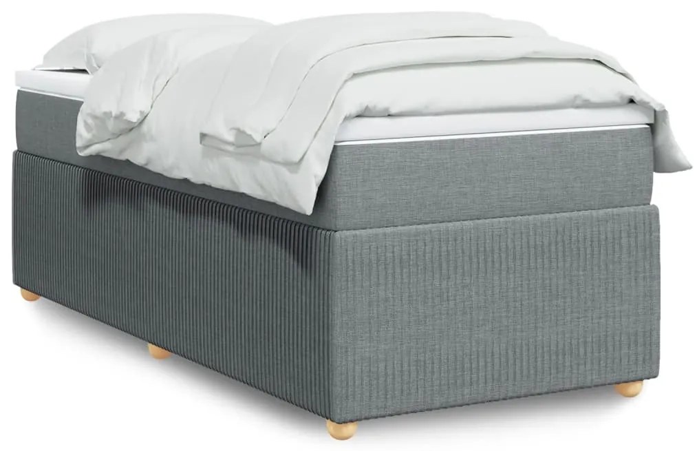 Giroletto A Molle Con Materasso Grigio Chiaro 90x190 Cm Tessuto /