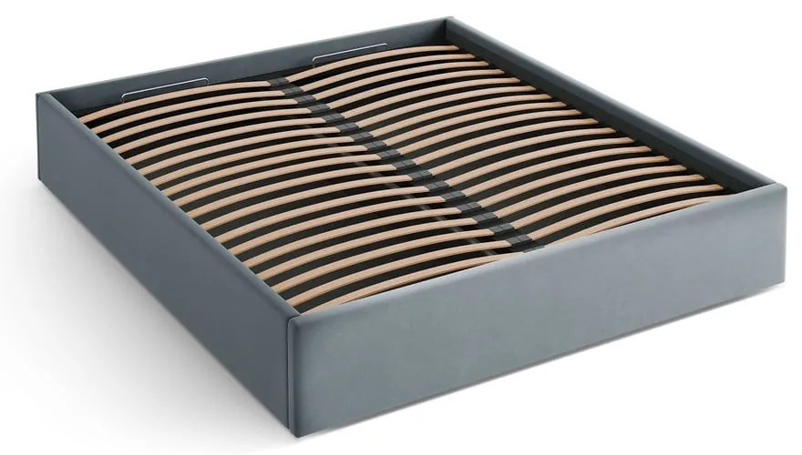 Letto matrimoniale imbottito azzurro con contenitore/senza testiera con rete inclusa 160x200 cm Susan – Micadoni