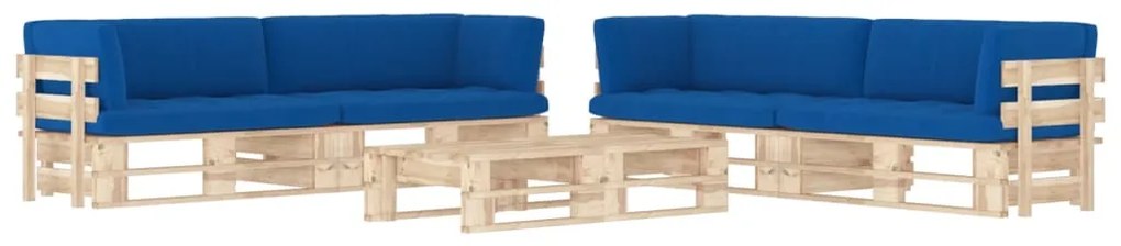 Set Divani in Pallet con Cuscini 6 pz in Pino Impregnato