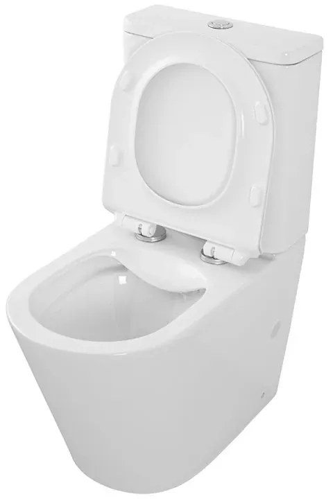 WC filomuro monoblocco Rimless bianco con sedile soft-close Tygo