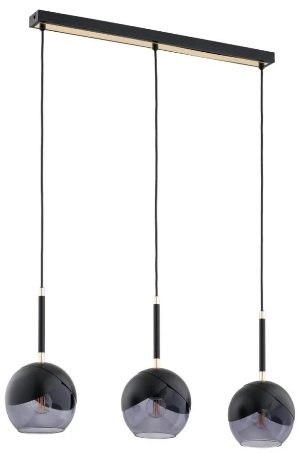 Lampadario a sospensione con filo MILTONA 3xE27/60W/230V nero/grigio