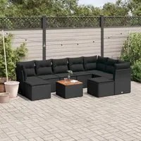 Set Divani da Giardino 10pz con Cuscini in Polyrattan Nerocod mxl 114862