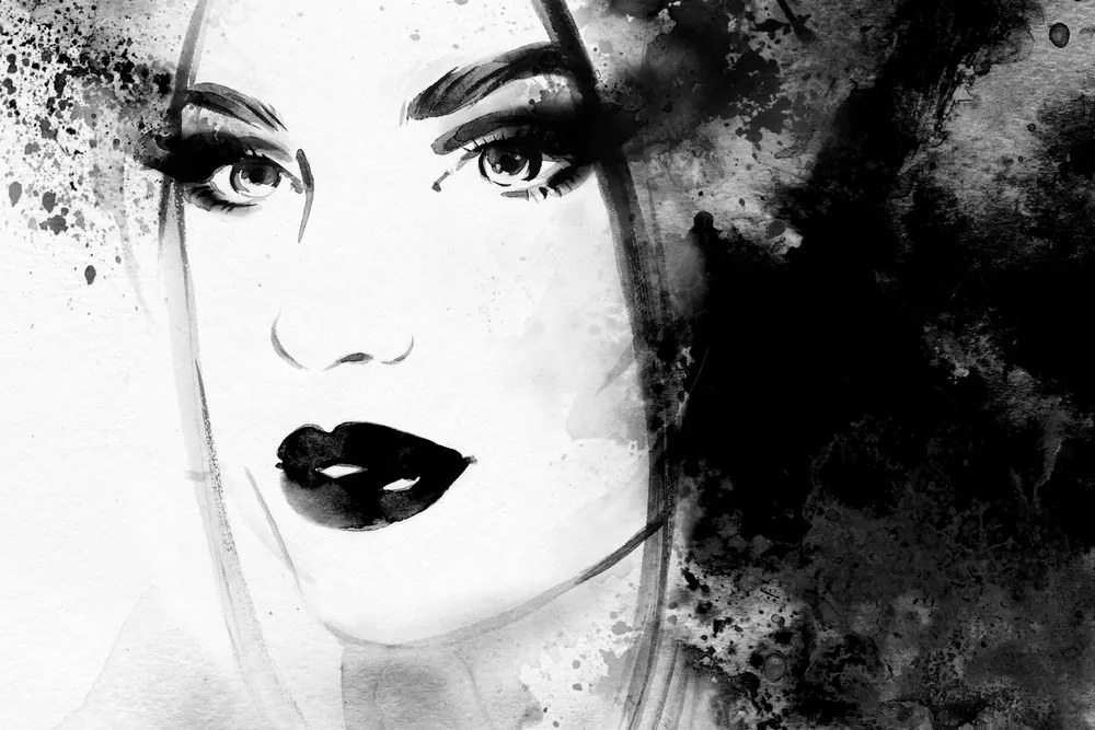 Quadro su tela – Ritratto femminile di moda in bianco e nero