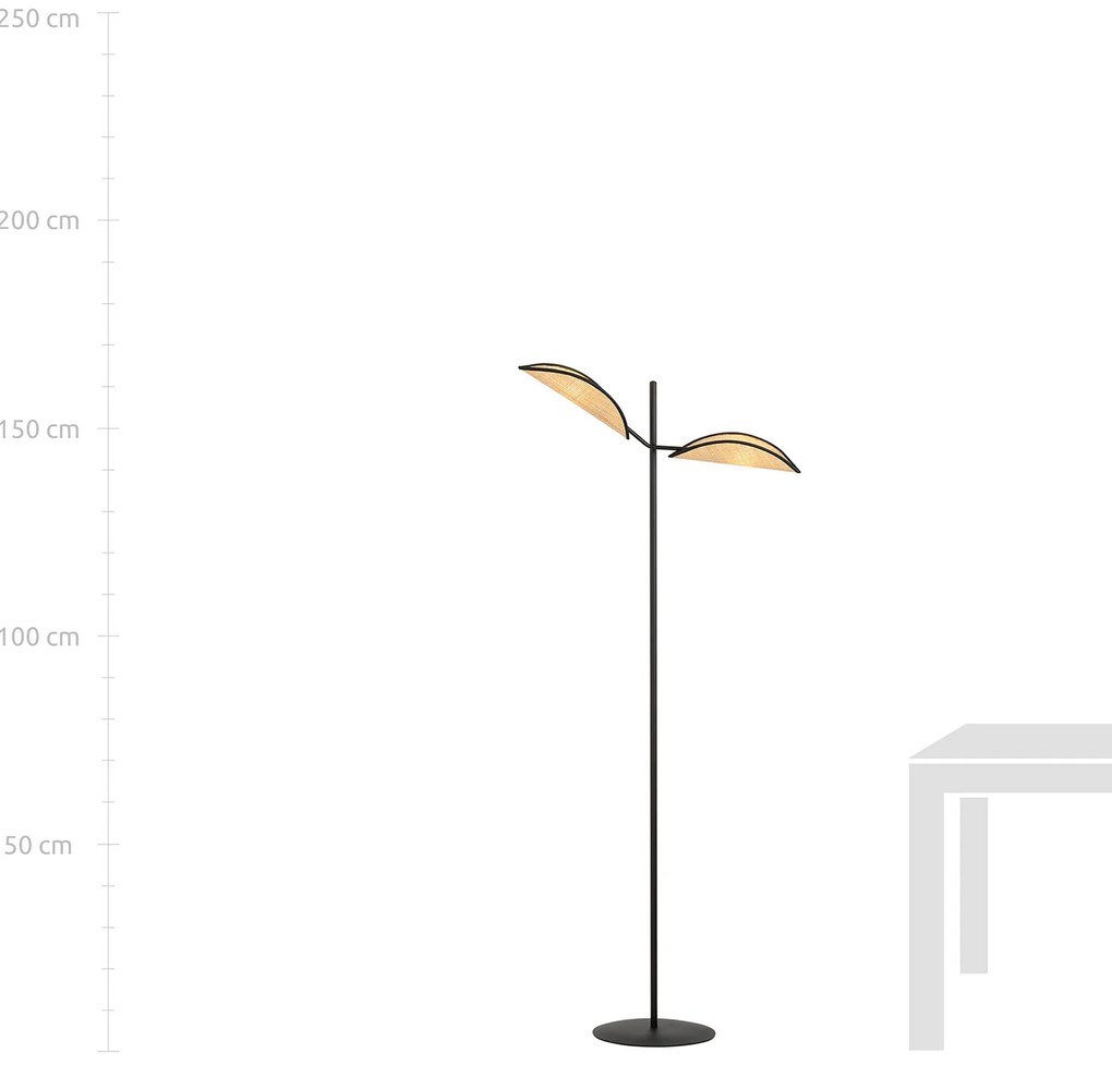 Piantana Moderno Eridano Acciaio Nero Marrone 2 Luci E14 Ip20