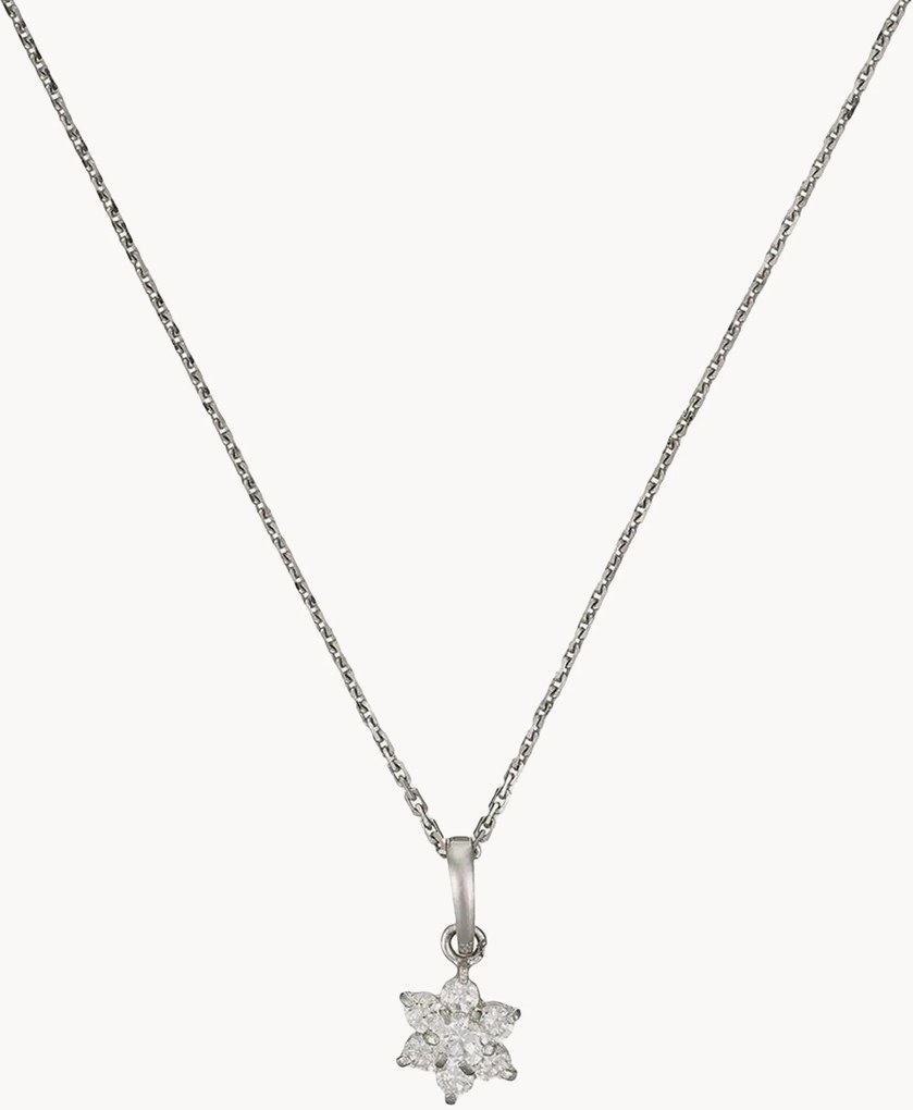Collana in argento con ciondolo in oro bianco e zirconi Le Messager Blanc