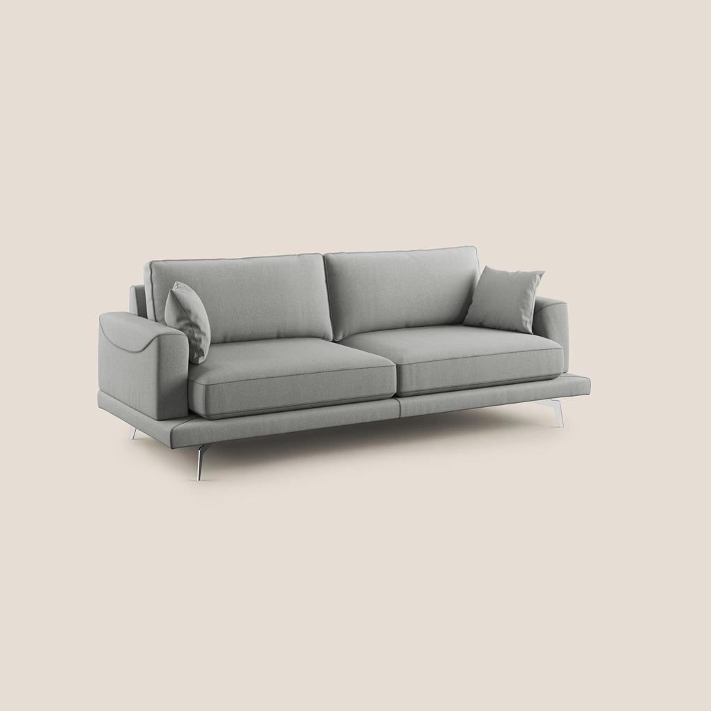 Dorian divano moderno in tessuto morbido antimacchia T05 grigio 218 cm