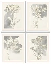 Quadro DKD Home Decor 55 x 2,5 x 70 cm Fiori Romantico (4 Pezzi)