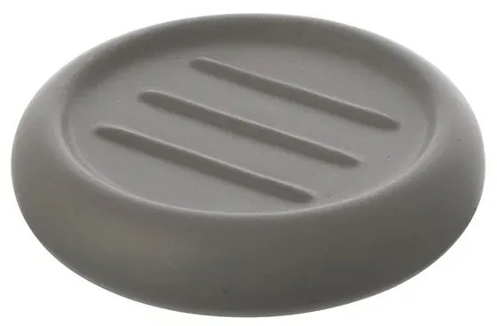 Portasaponetta tonda da appoggio in ceramica grigia