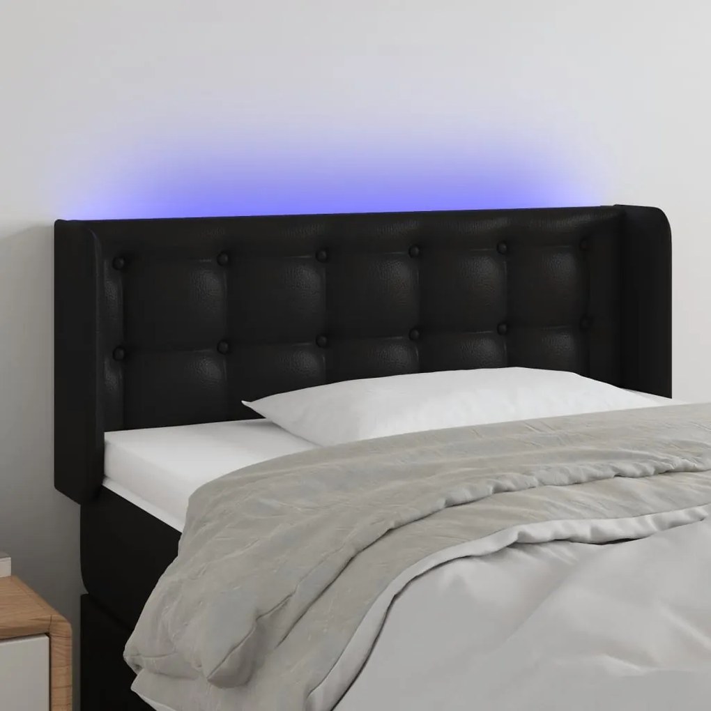 Testiera A Led Nera 93x16x78/88 Cm İn Similpelle /