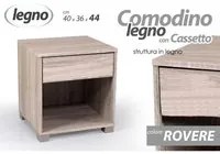 Comodino con cassetto letto rovere camera cm 40 x 36 x 44 h