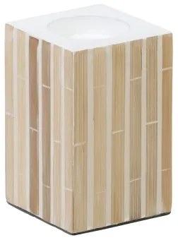 Portacandele Beige Bambù Legno MDF 10,5 x 10,5 x 16 cm