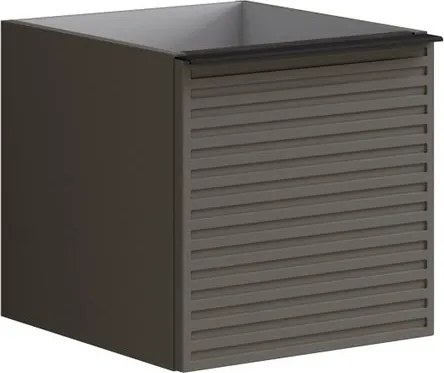 Cassettiera Pixel con 2 cassetti (1 interno) frontale Stripes laccato opaco grigio carbone e maniglia alluminio nero opaco L.40 H.40 P.45,5 cm.