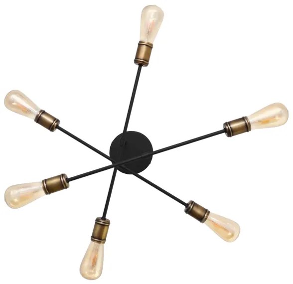 Lampadario a plafone CAMBRIDGE 6xE27/20W/230V nero/oro