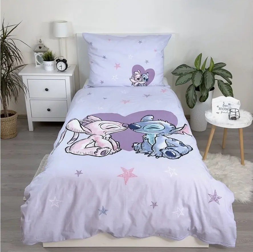 Biancheria da letto per bambini in cotone per letto singolo 140x200 cm Lilo and Stitch "Heart" – Jerry Fabrics