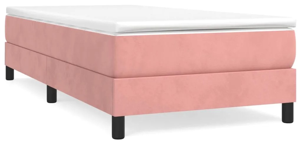 Giroletto a molle con materasso rosa 90x190 cm in velluto