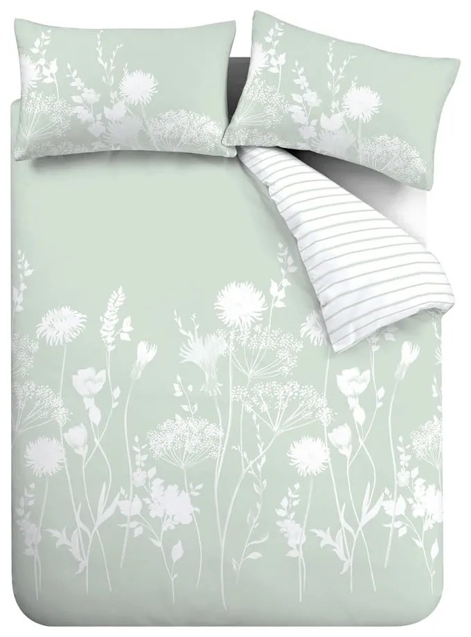 Set copripiumino e federa bianco e verde per letto matrimoniale e per letto esteso 230x220 cm Meadowsweet Floral – Catherine Lansfield