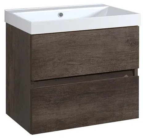 Mobile sottolavabo e lavabo Kora rovere scuro in truciolare L 60 x H 57 x P 46 cm 1 vasca 2 cassetti