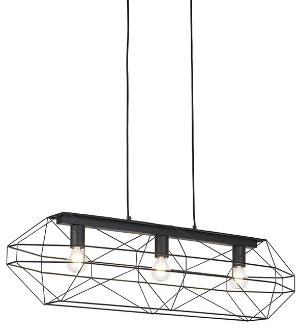 Lampada a sospensione industriale nera 3 luci - Carcass