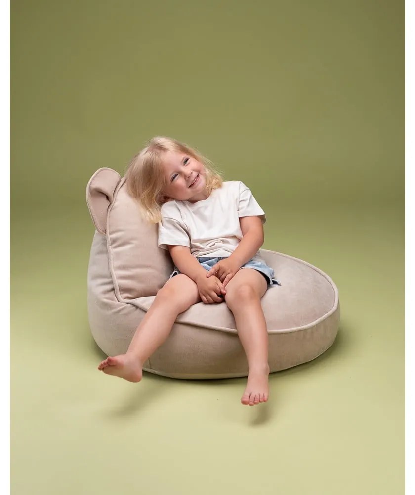 Pouf a sacco per bambini beige con rivestimento in velluto Bear – Wigiwama