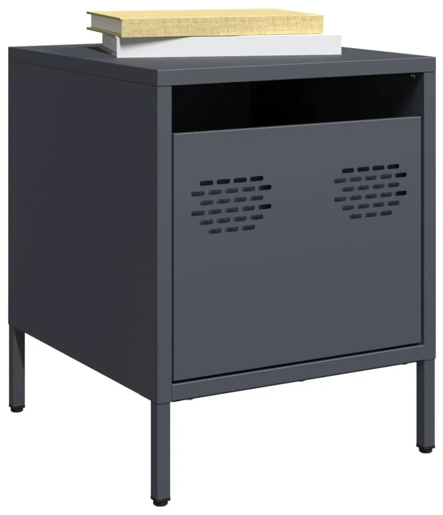 Comodini 2 Pz Antracite 35x39x43,5 Cm İn Acciaio /