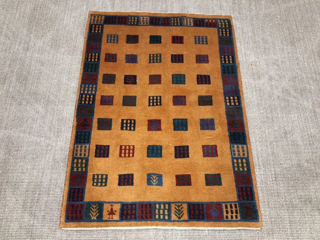 Gabbeh Tappeto persiano 130 x 100 Giallo (Iran) Annodato A Mano