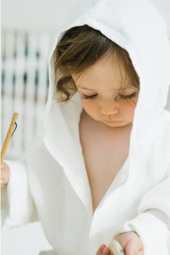 Accappatoio per bambini in lino bianco Natura, taglia 122 - 128 White - Linen Tales