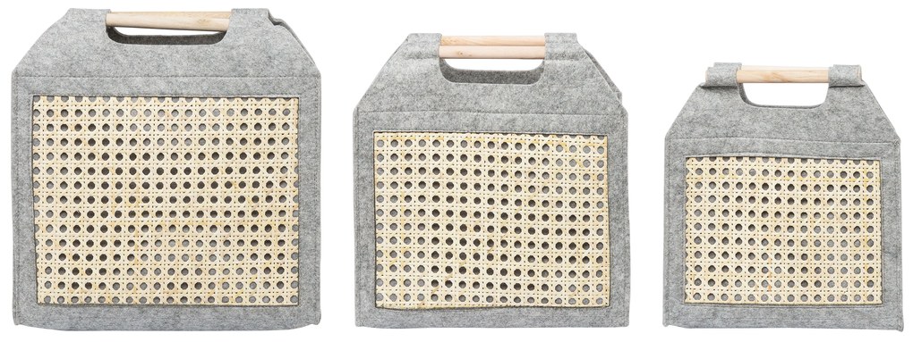 Set di 3 cesti feltro grigio chiaro SARIOT Beliani