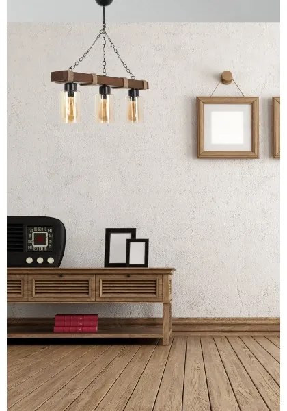 Lampadario a catena JASMIN 3xE27/40W/230V marrone/beige