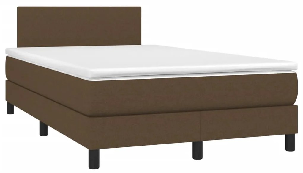Letto a molle materasso e led marronescuro 120x190cm in tessuto