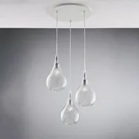 Lampadario Moderno Pluvia Trasparente 3 Luci E27