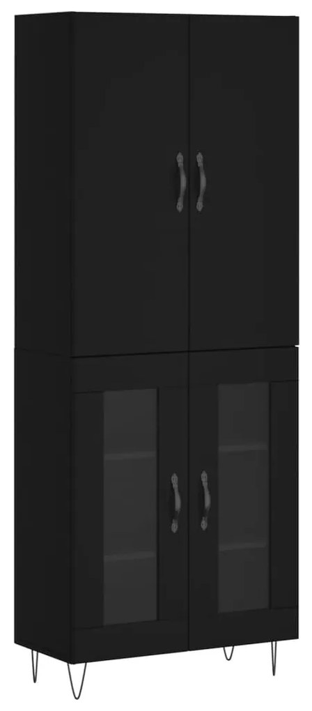 Credenza nera 69,5x34x180 cm in legno multistrato