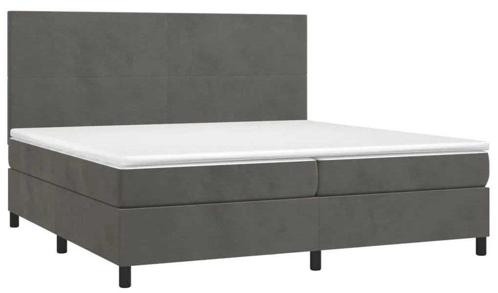 Letto a molle con materasso e led grigio scuro 200x200 cm