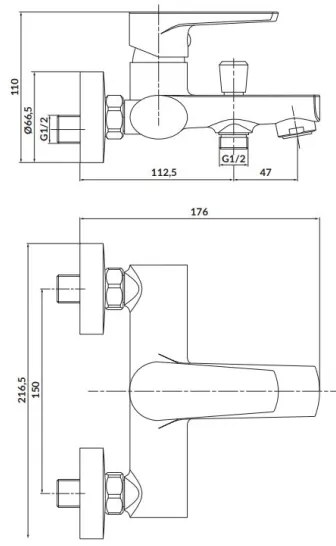 Cersanit S951-559 - Rubinetto vasca da bagno MODUO nero