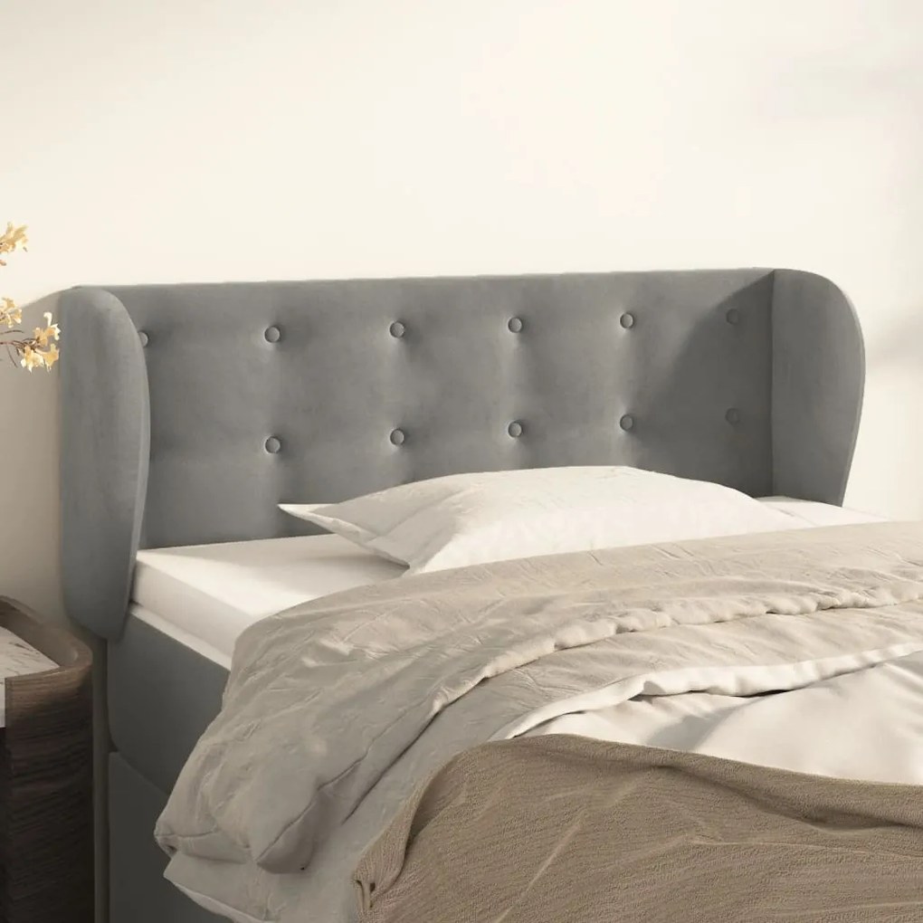 Testiera Ad Orecchio Grigio Chiaro 93x23x78/88 Cm İn Velluto /