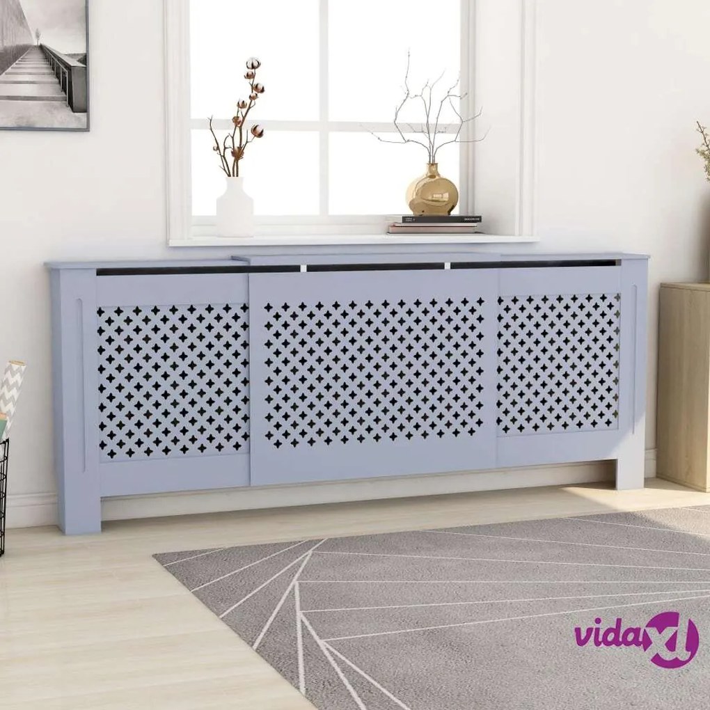 vidaXL Copertura per Radiatore Grigia in MDF 205 cm
