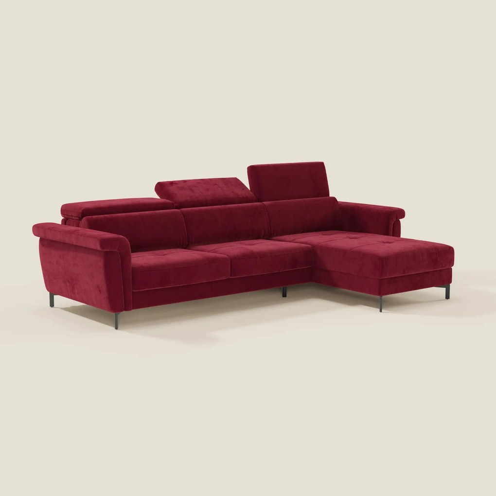 Capri Divano letto angolare con penisola contenitore e poggiatesta reclinabili - elegante tessuto smacchiabile T30