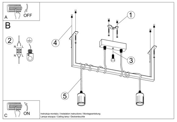 Lampadario su filo SALAMANCA 2xE27/60W/230V