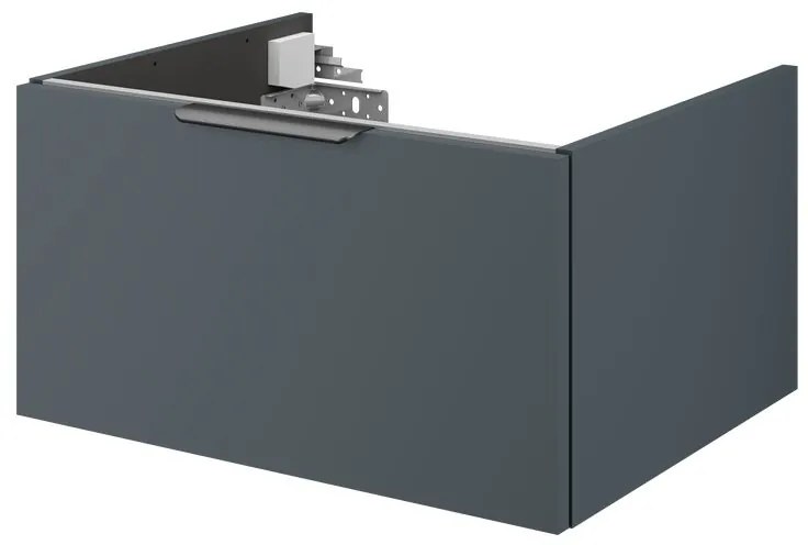 Mobile da bagno sotto lavabo SENSEA Neo grigio / argento laccato lucido L 60 x H 32 x P 48 cm 1 cassetto, lavabo non incluso