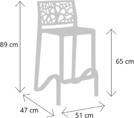 Sgabello bar alto H. seduta 65 cm con schienale TETI Bianco set 4 pezzi