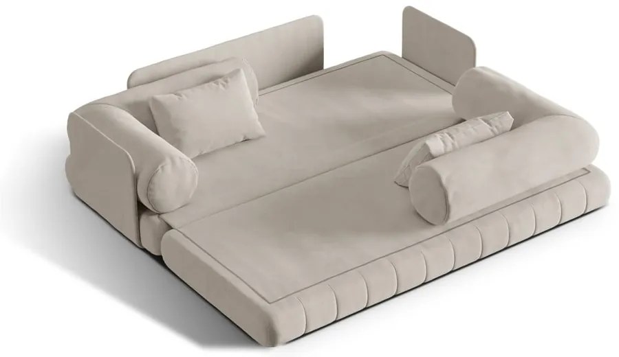 Divano beige allungabile con rivestimento in velluto 206 cm Kemi – Cosmopolitan Design