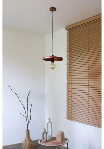 Duolla - Lampadario a sospensione con cavo IRONLINE 1x E27/15W/230V Ø 30 cm ramato/nero