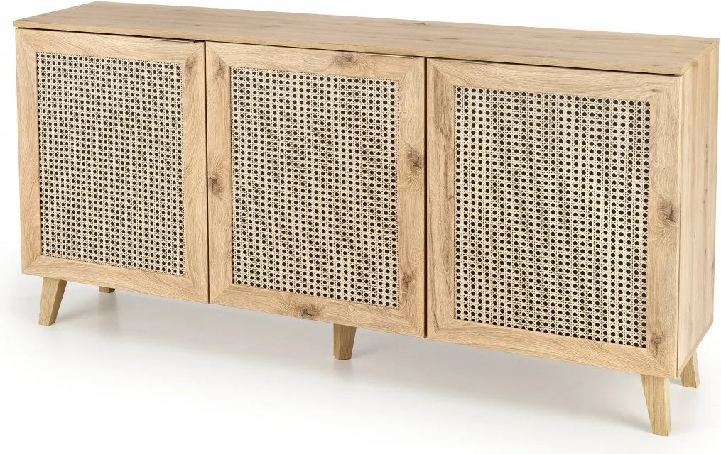 Credenza Borneo KM-1, in rovere artiginale/nero - L160 cm