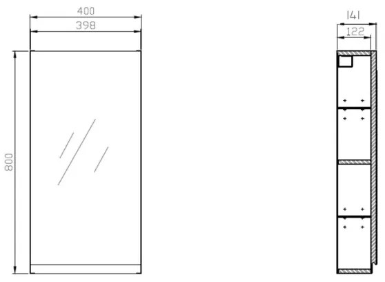 Cersanit S590-030 - Mobile bagno specchio MODUO 80x40 cm