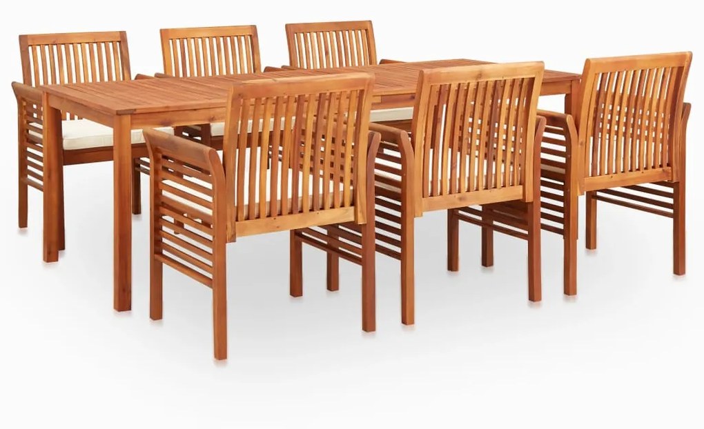 Set da pranzo da giardino 7 pz con cuscini massello di acacia