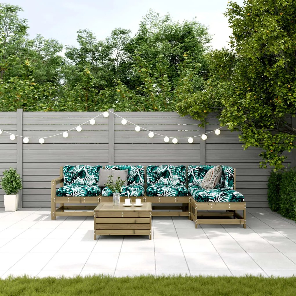 Set divani da giardino 6pz con cuscini legno impregnato di pino