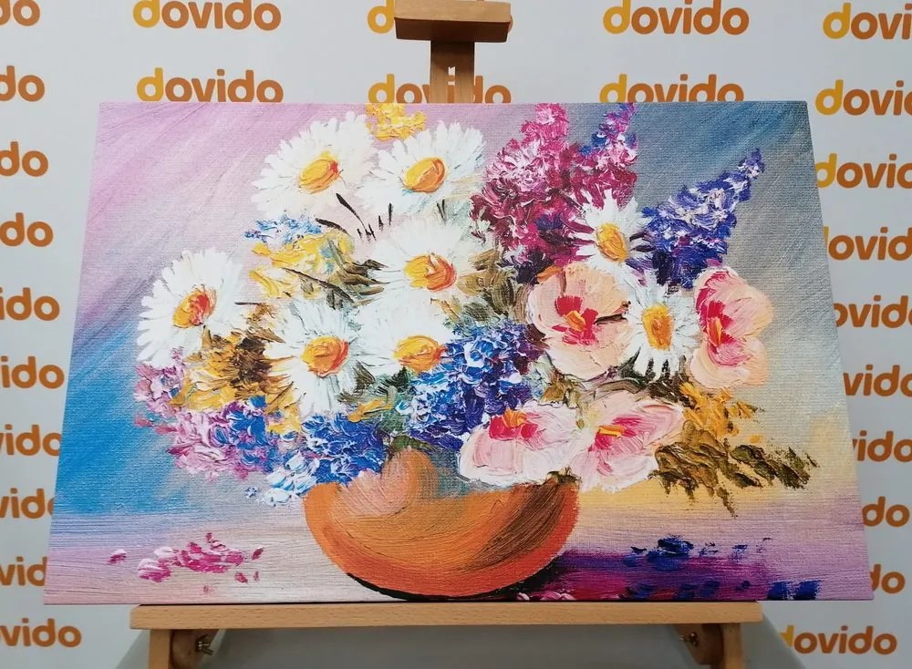 Quadro su tela – Dipinto a olio di fiori estivi