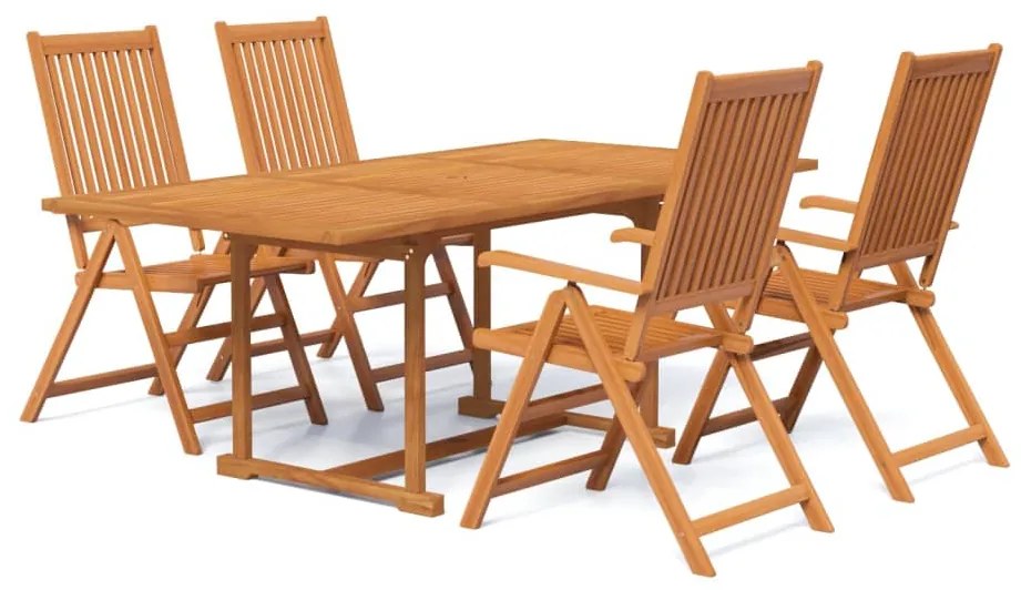 Set mobili da pranzo da giardino 5 pz legno massello di acacia