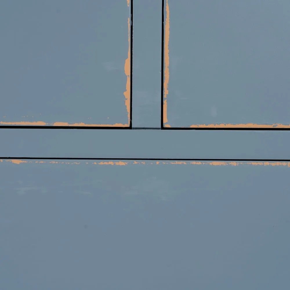 Cassettiera bassa blu in legno di abete 115x90 cm Shabby - Ixia